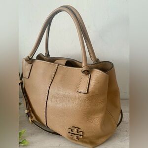 TORY BURCH MCGRAW SATCHEL SHOULDER CROSSBODY  BAG TIRAMISU GUC